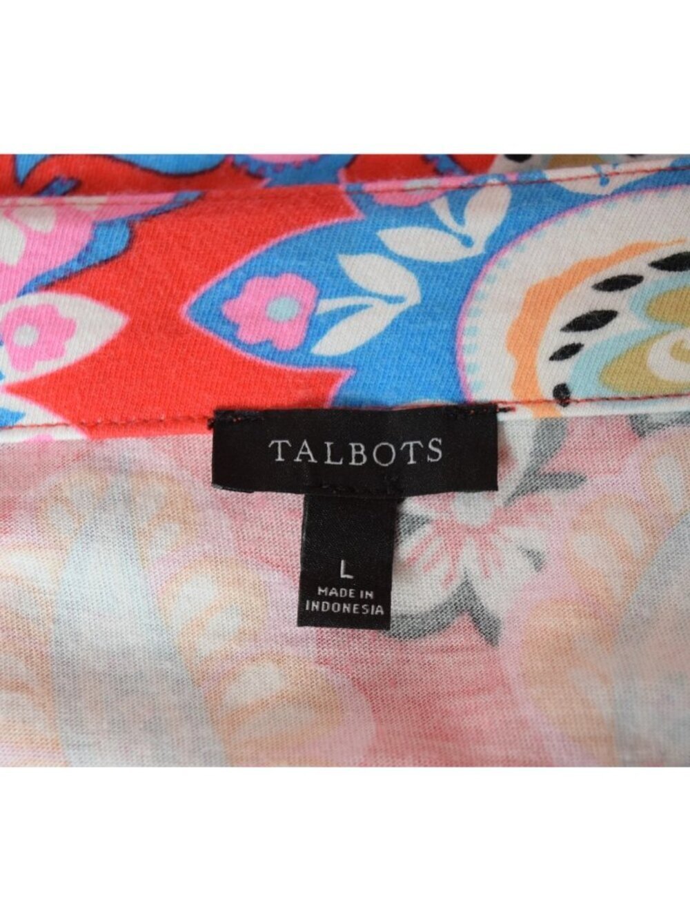 TALBOTS PIMA COTTON BLEND RED PAISLEY FLORAL PRINT CROCHET TUNIC TOP - Picture 9 of 10
